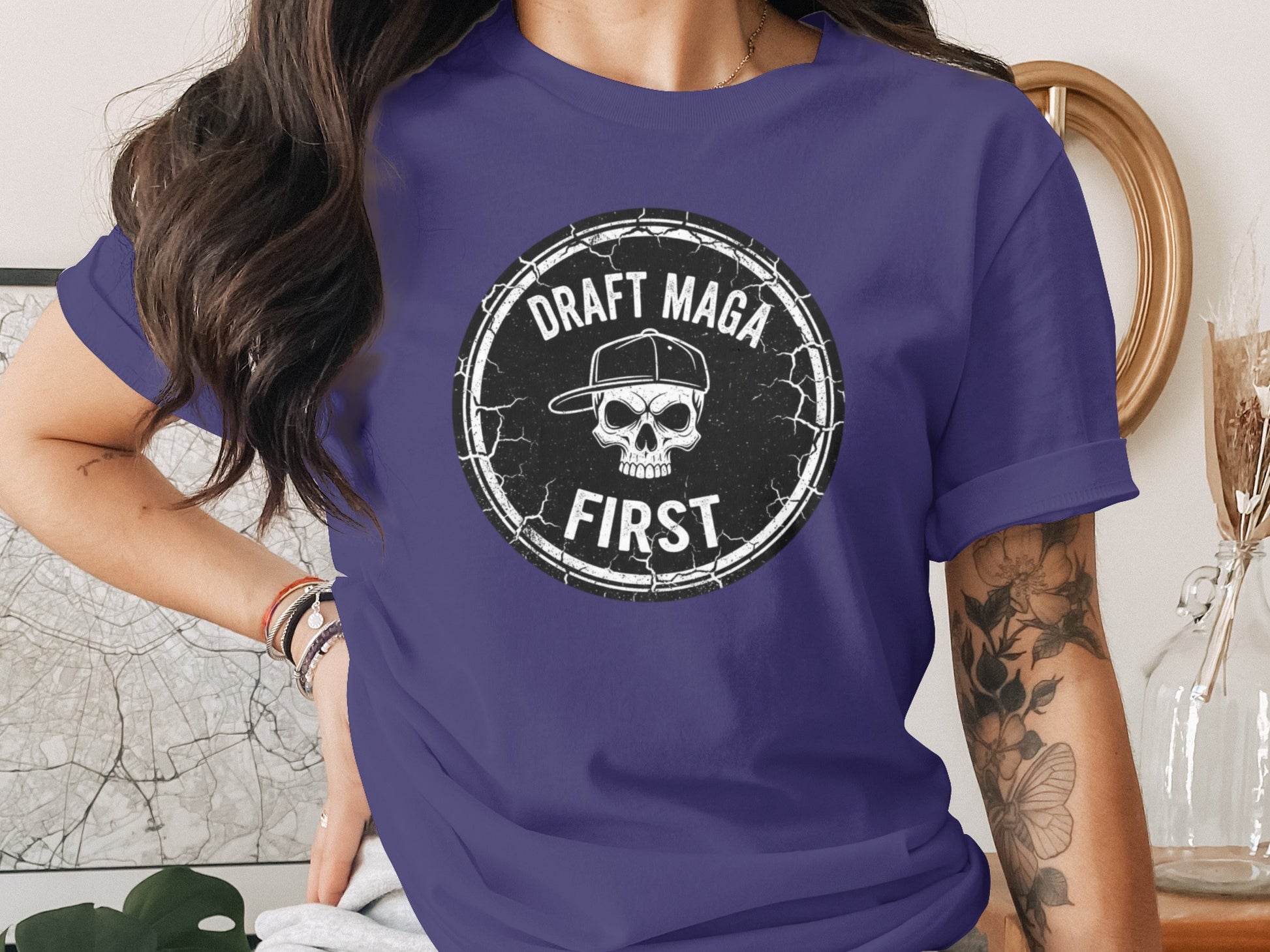 Draft Maga First Skull Graphic T-Shirt