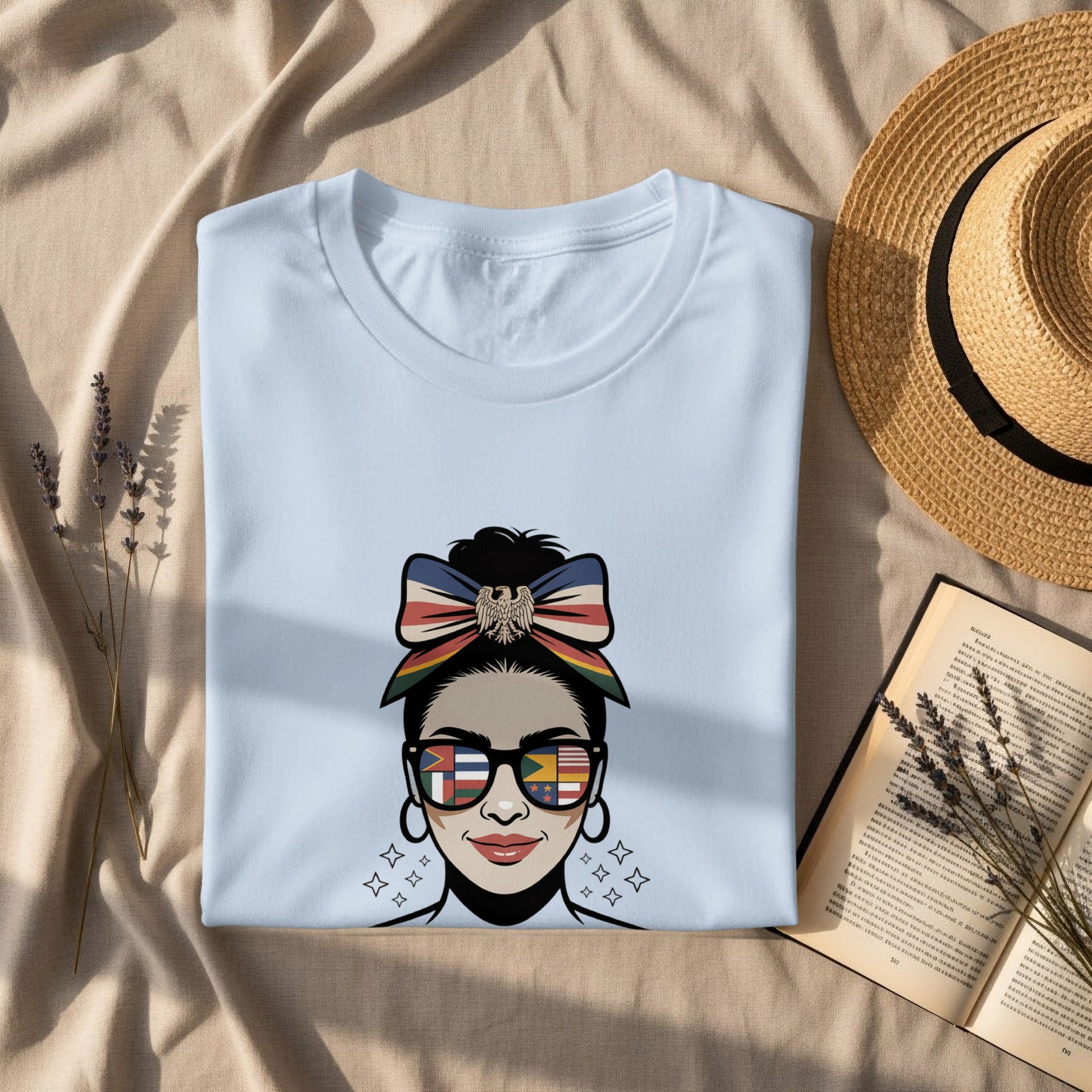Chic Sunglasses Girl with Stylish Bow T-Shirt product