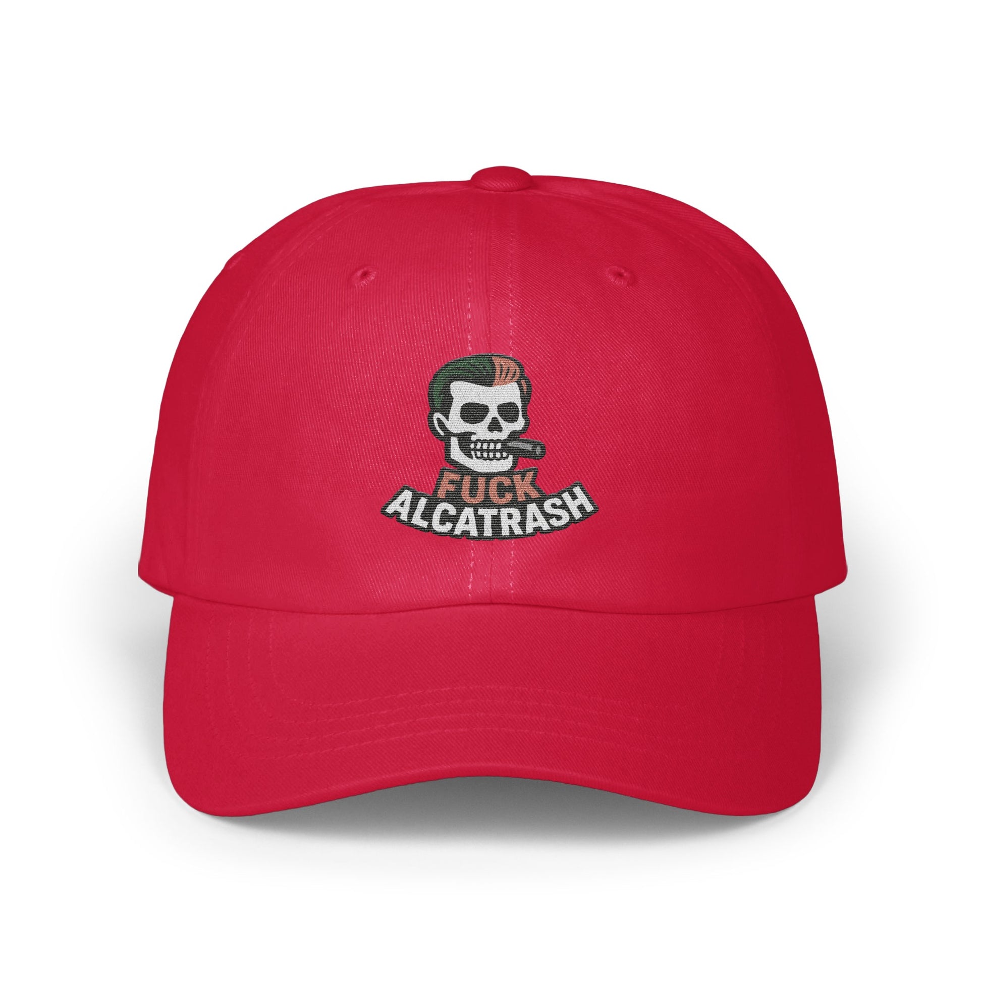 Fuck Alcatrash Skull Embroidered Red Cap product