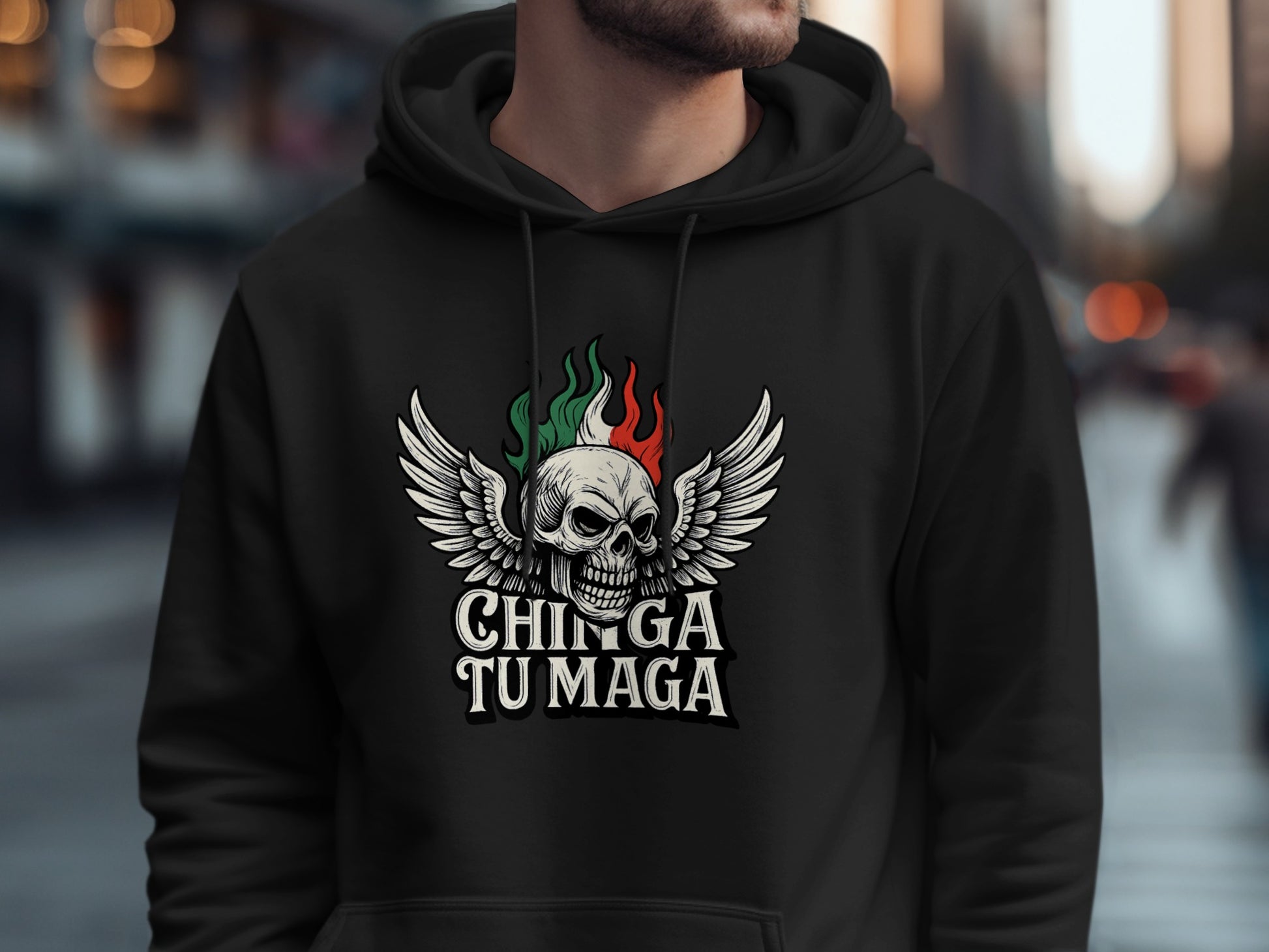 Winged Skull Design Chinga Tu Maga Hoodie product