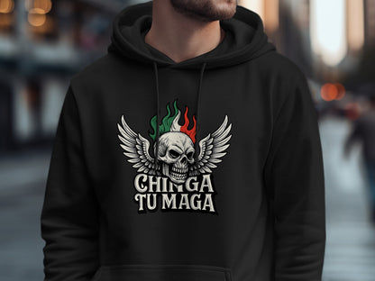 Winged Skull Design Chinga Tu Maga Hoodie product