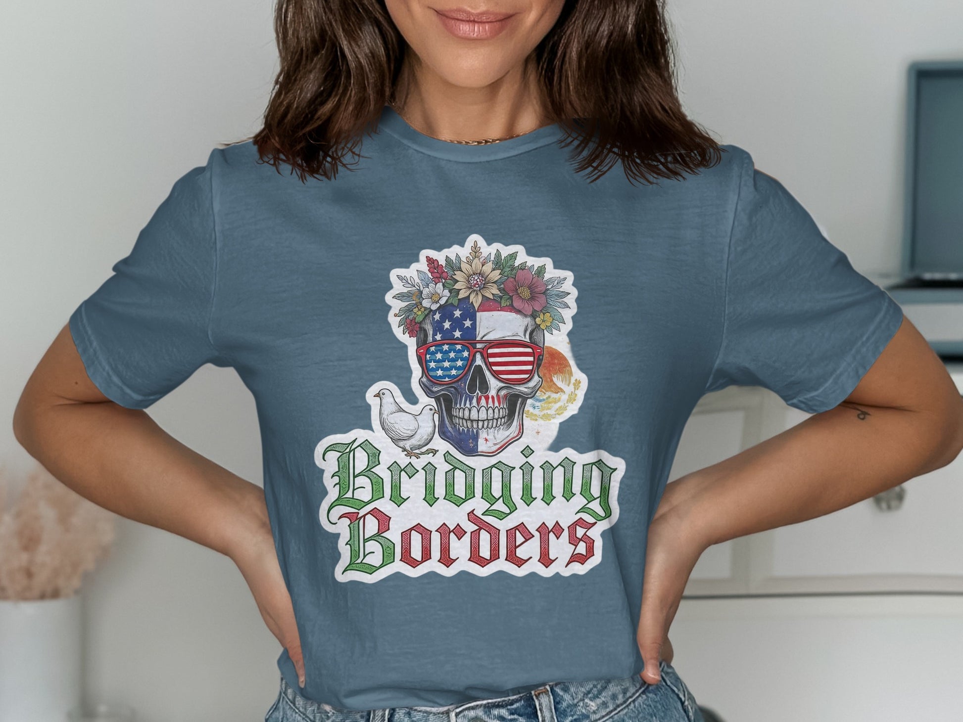 Bridging Borders Skull Patriotic Graphic Tee product
