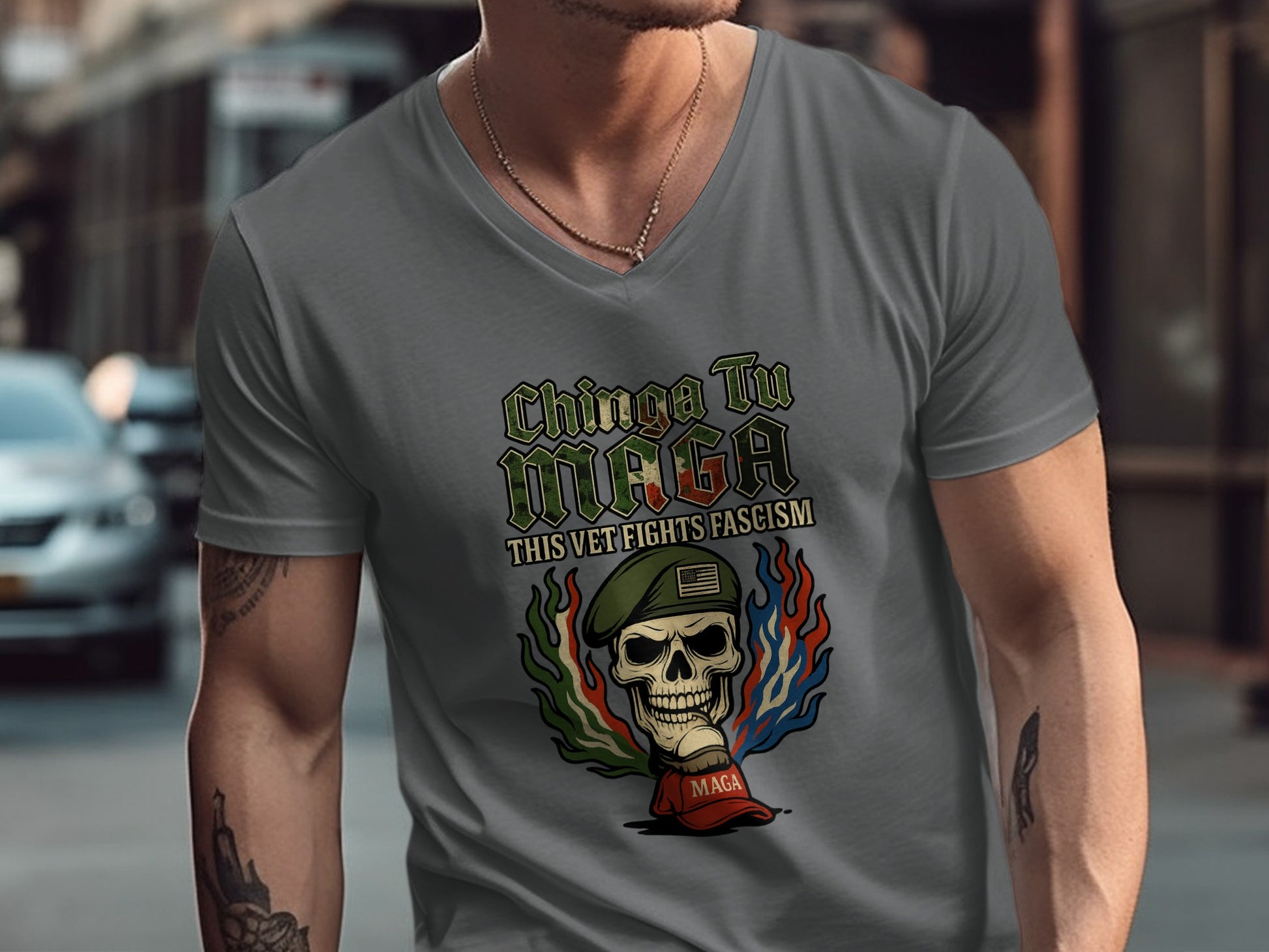 Chinga Tu MAGA This Vet Fights Fascism T-shirt product