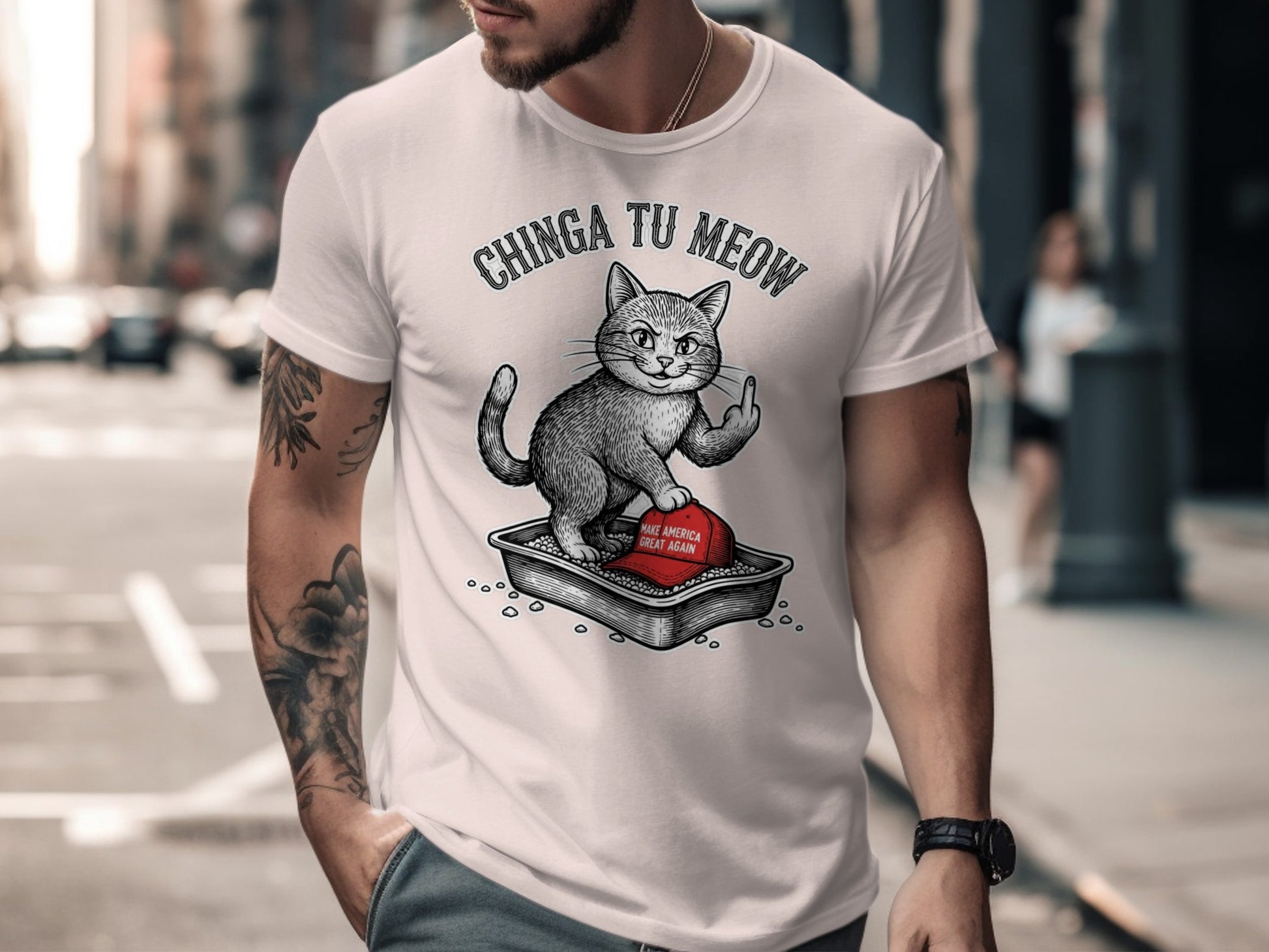 Chinga Tu Meow Cat MAGA Hat Litter Box Design product type