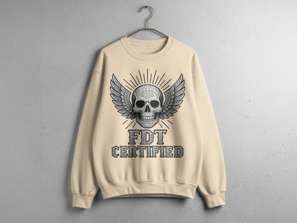 FDT Certified Skull with Wings Detailed Print Sweatshirt