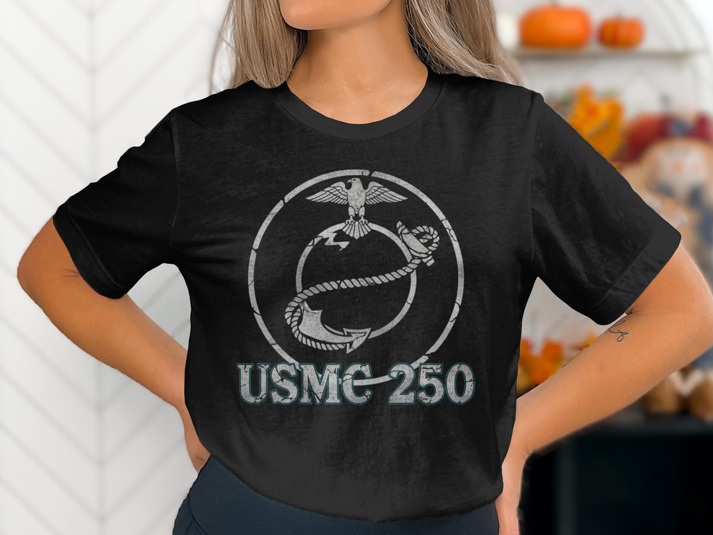 USMC-250 Military Emblem Graphic Tee Shirt