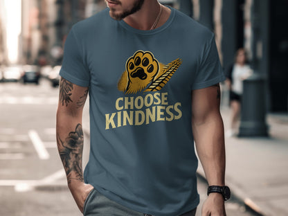 Choose Kindness T-Shirt with Paw Print Design