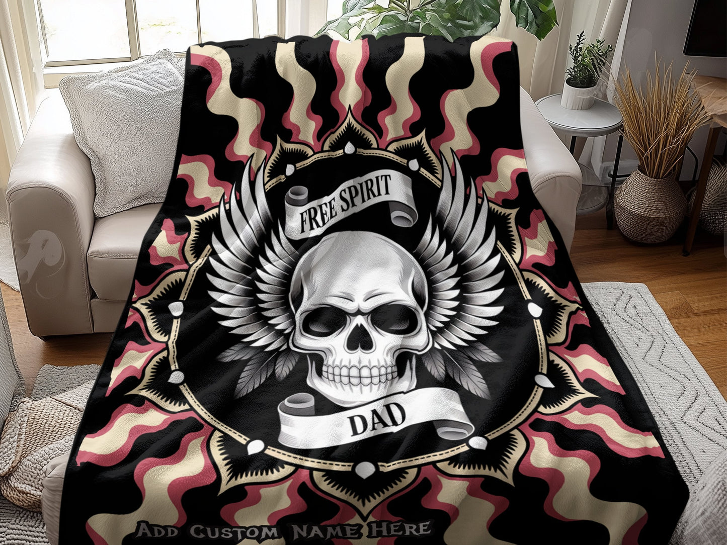 Free Spirit Dad Skull Blanket Custom Name! Blanket product