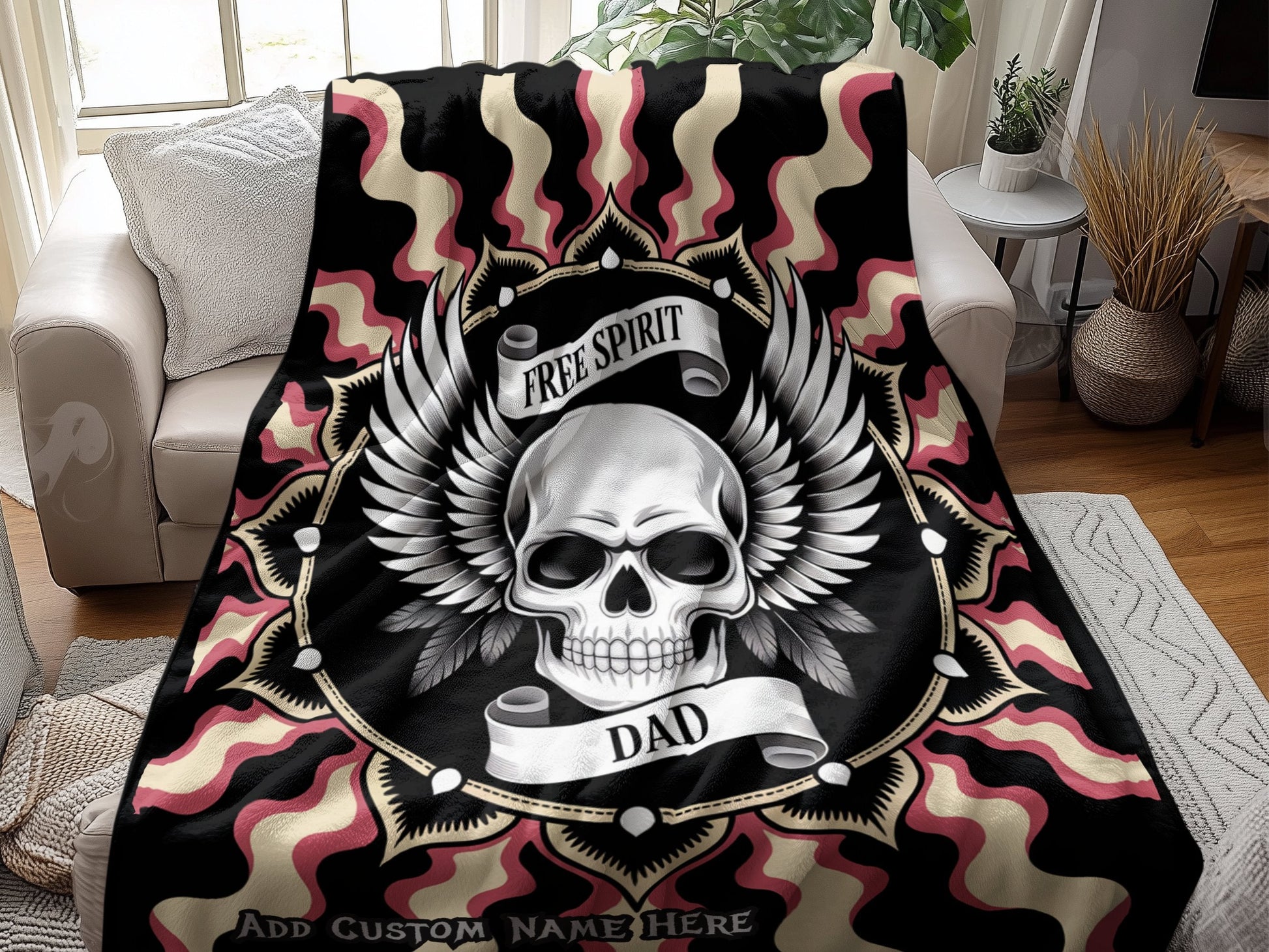 Free Spirit Dad Skull Blanket Custom Name! Blanket product