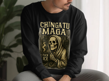 Chinga Tu Maga Fuck Ice Skull Graphic Sweatshirt