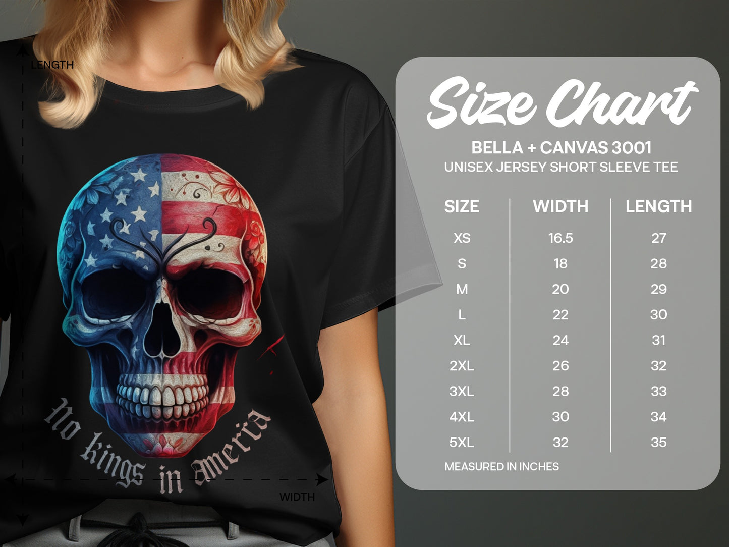 No Kings in America Patriotic Skull T-Shirt product type