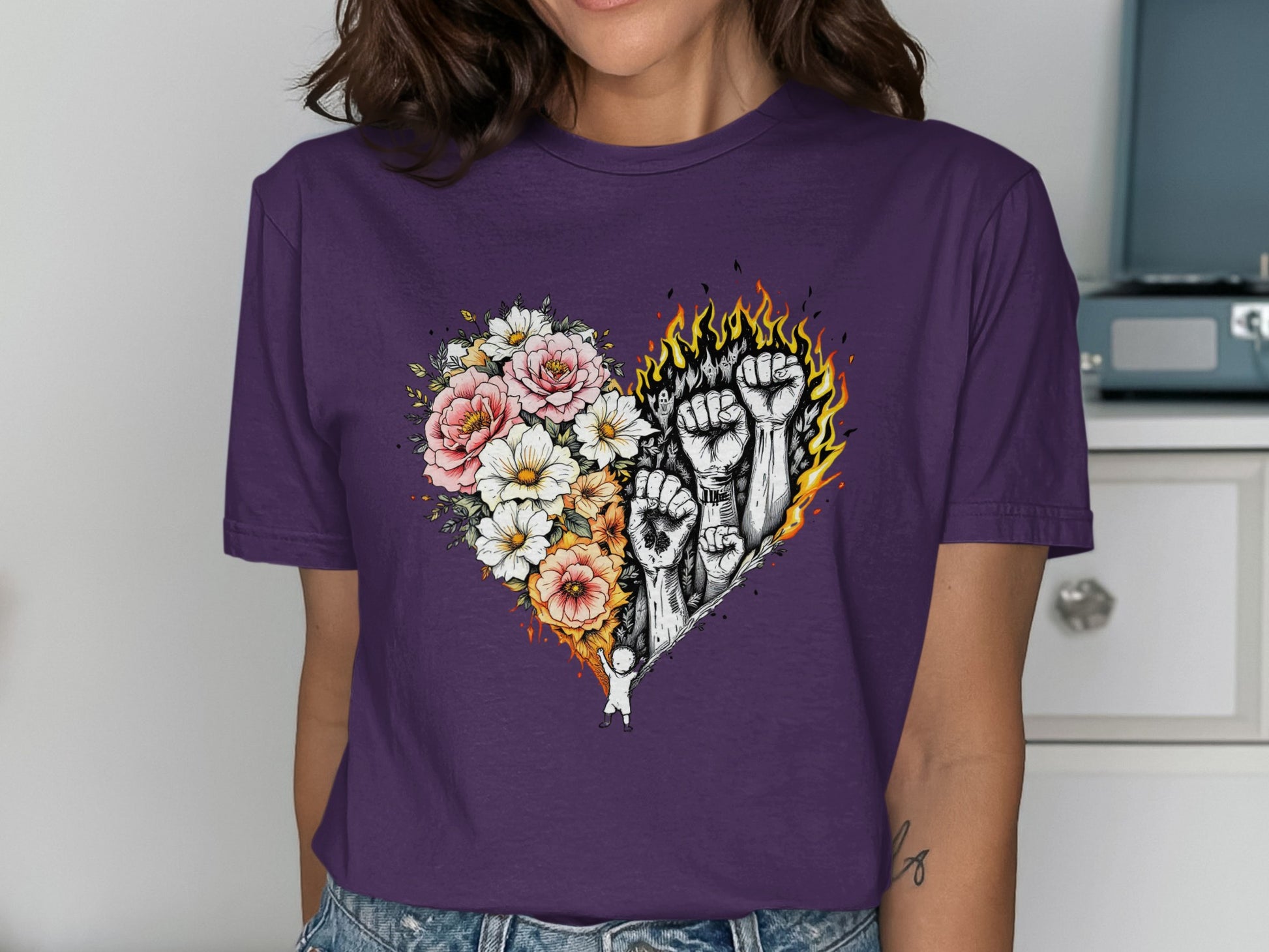 Feminist Revolution Floral Heart Graphic T-Shirt product