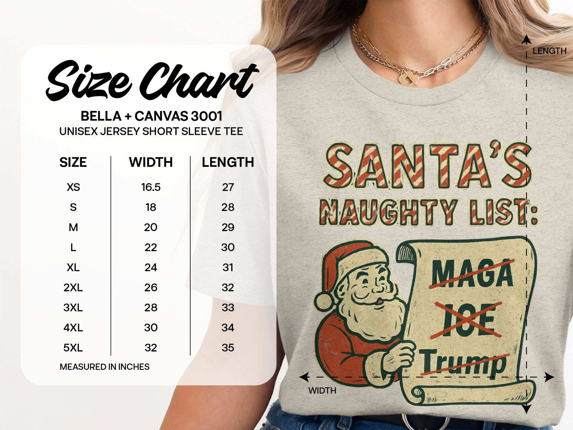 Santa's Naughty List Funny Holiday Short Sleeve Tee