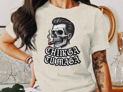 Vintage Skull Cigar Graphic Tee Chinga Tu Maga Shirt product type