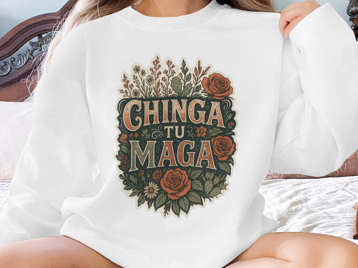 Chinga Tu Maga Floral Graphic Pullover Sweatshirt product