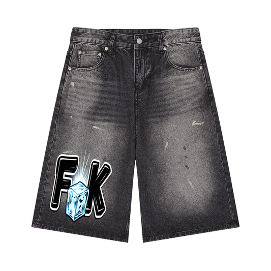 Men’s Vintage Wash Wide Leg Denim Shorts