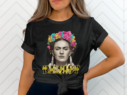Frida Kahlo Colorful Flower Crown Resist T-shirt