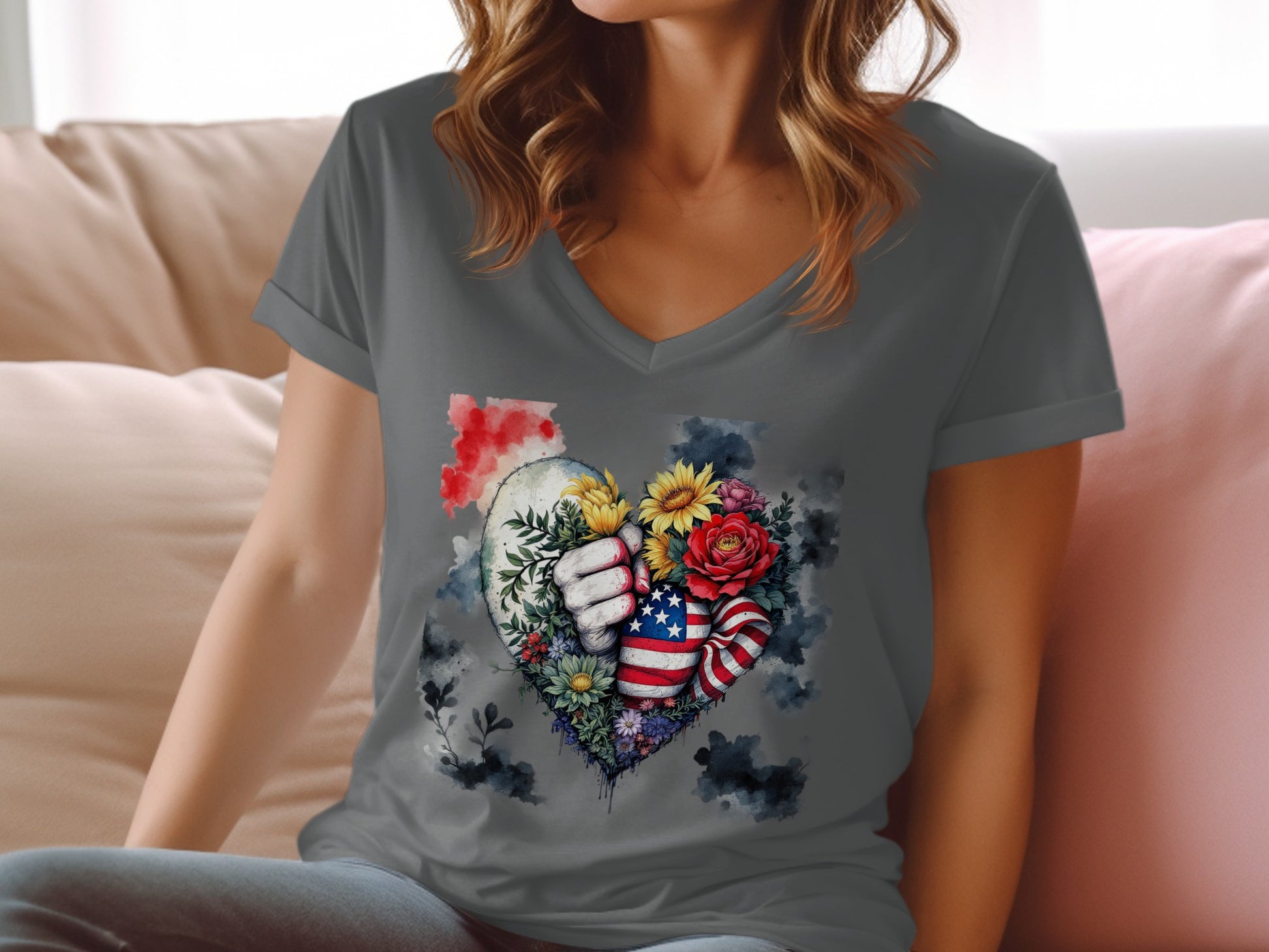 Floral Heart and Flag Graphic Tee product type