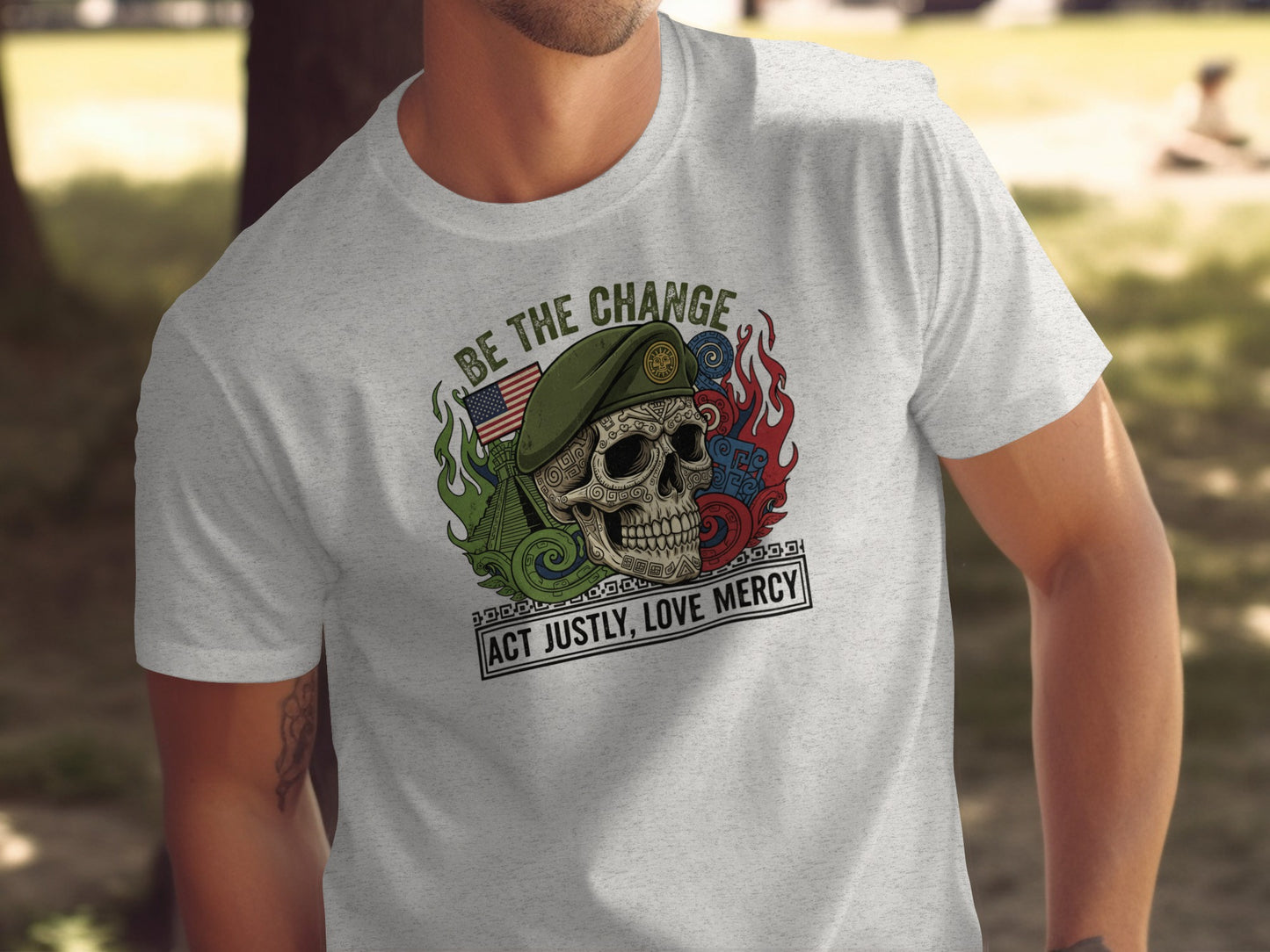 Be The Change Skull Graphic Inspirational T-Shirt