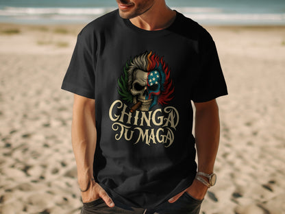 Chinga Tu Maga Graphic Skull Beachwear T-shirt product type