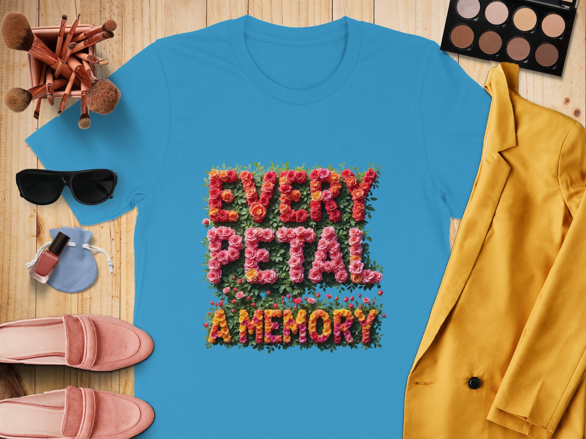 Every Petal is a Memory Quote Blue T-Shirt product type