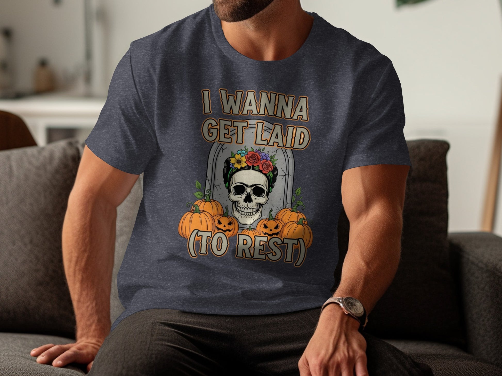 Halloween Pumpkin Skull Graphic Print T-Shirt product