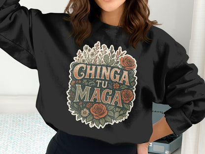 Chinga Tu Maga Graphic Floral Print Sweatshirt product type