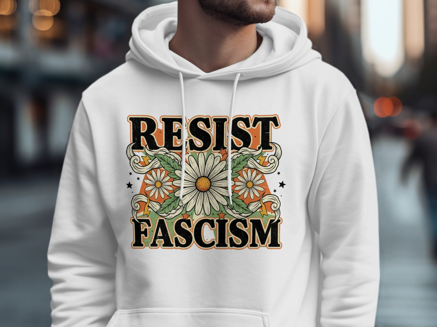 Resist Fascism Floral Design Hoodie product