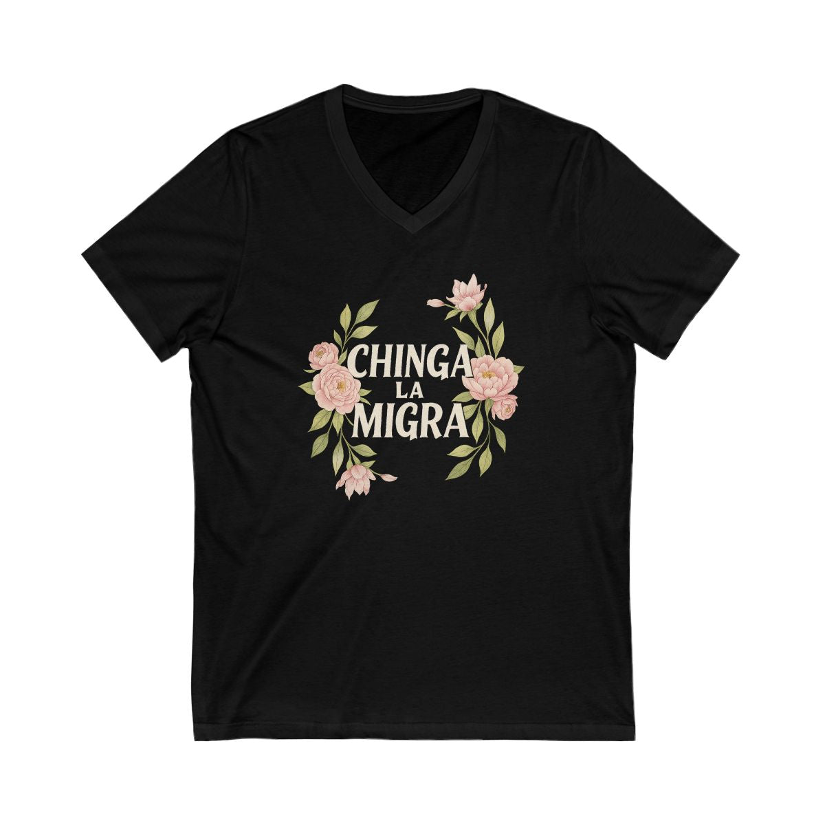 Chinga La Migra Black V-Neck T-Shirt product type