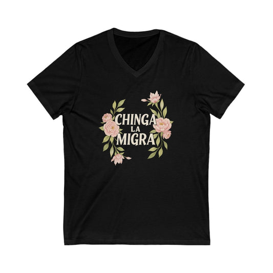 Chinga La Migra Black V-Neck T-Shirt product type
