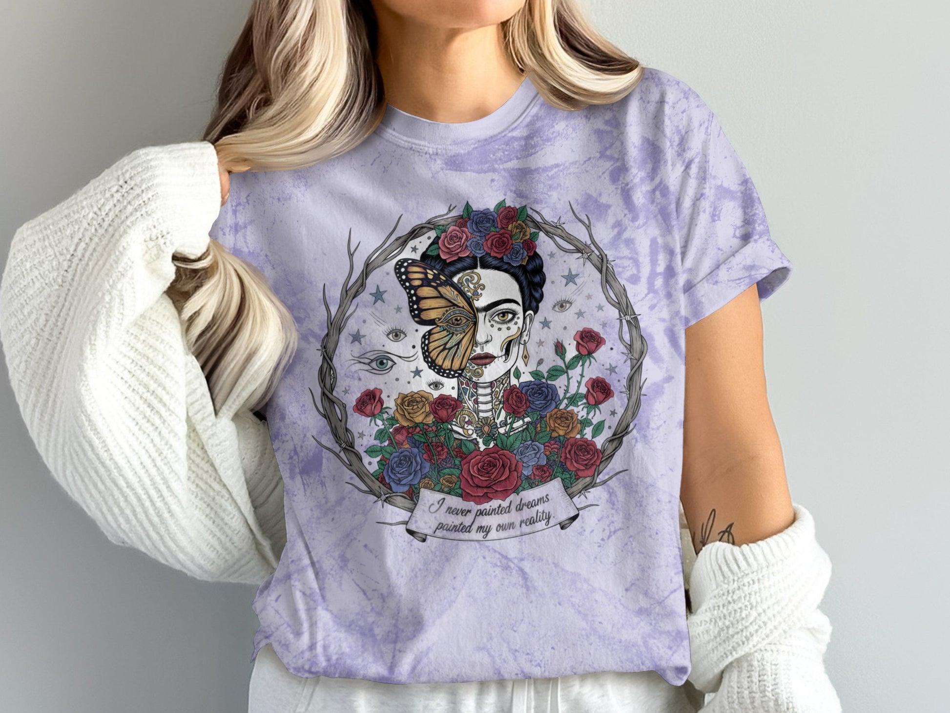 Artistic Portrait with Floral Elements T-shirt
