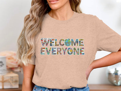 Welcome Everyone Graphic Casual Tee Shirt