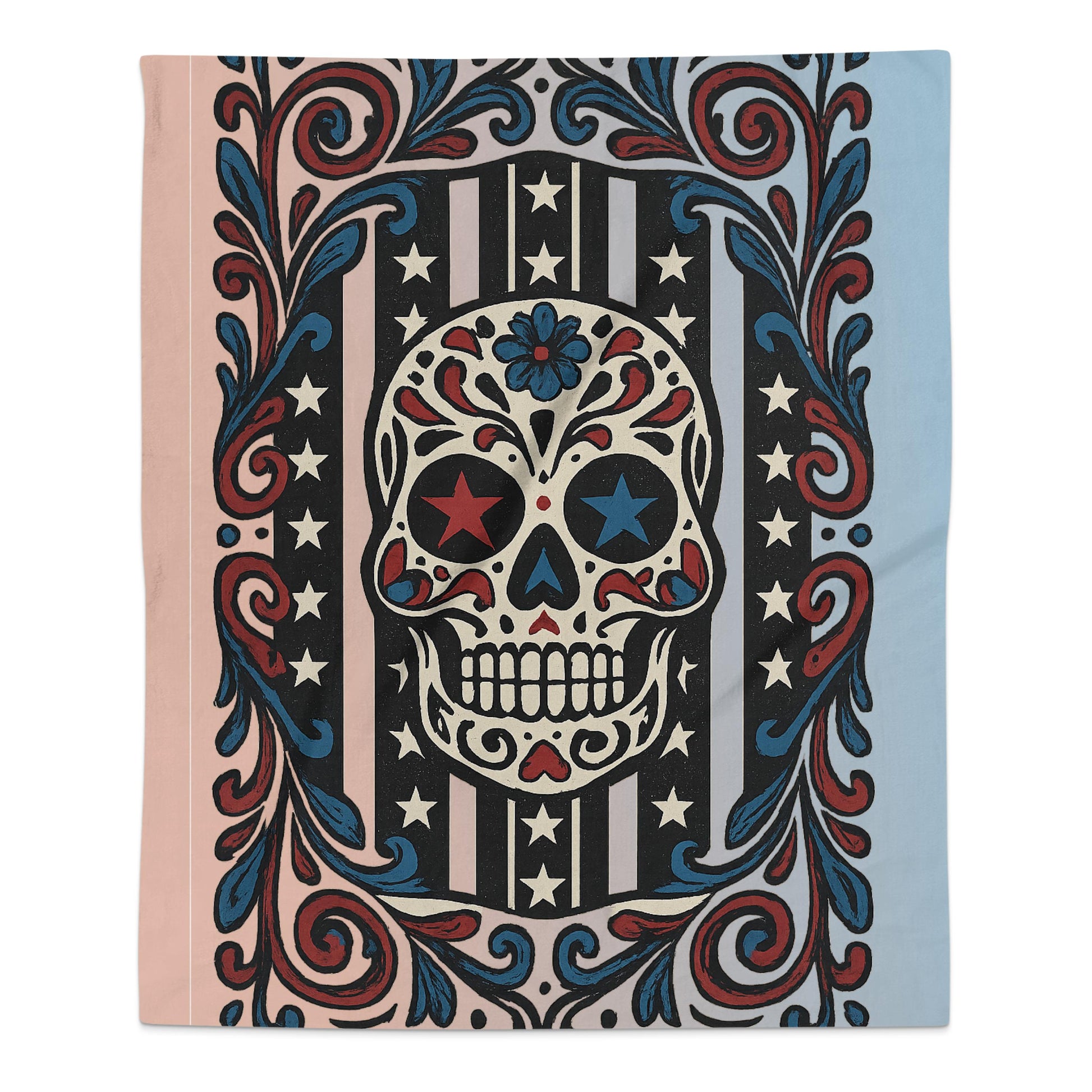 Colorful Skull Patterned Blanket Unique Home Decor product type