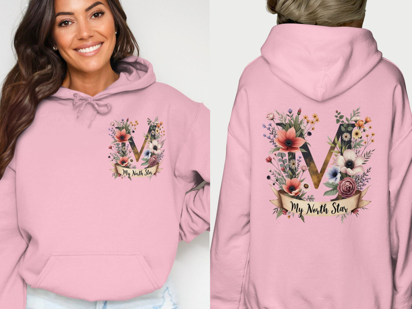 My North Star Pink Floral Graphic Hoodie product