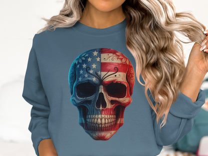 American Flag Skull Print Graphic Sweatshirt product type