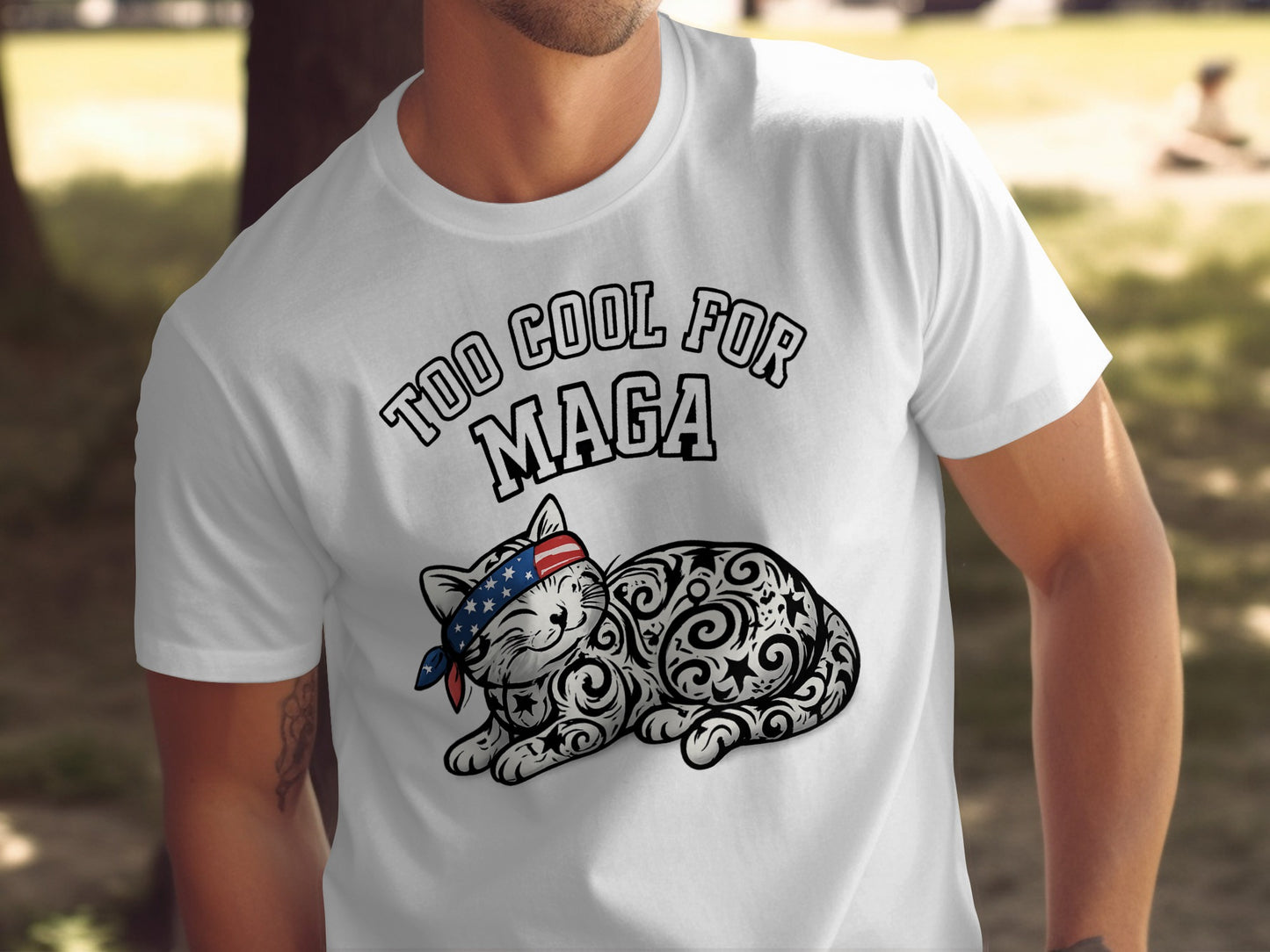 Too Cool For MAGA Cat Graphic T Shirt Product
