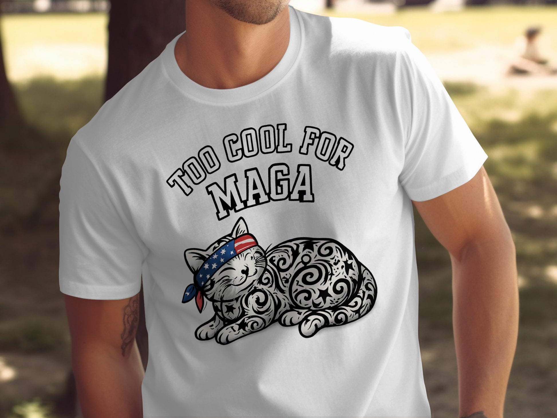 Too Cool For MAGA Cat Graphic T Shirt Product