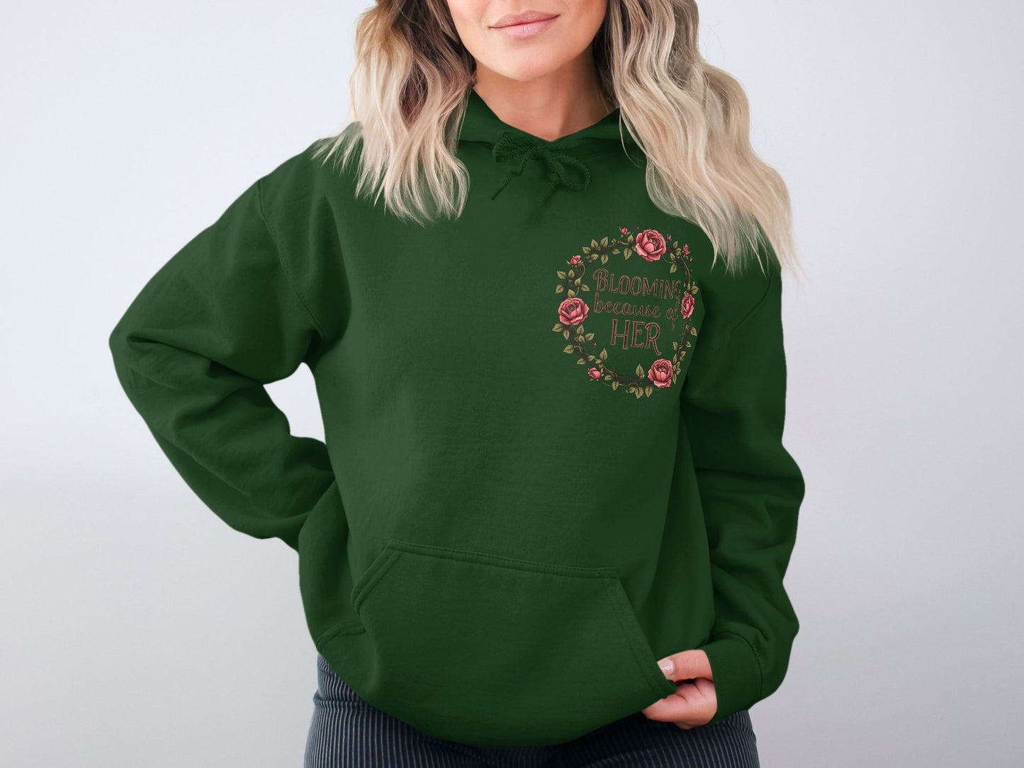 Blooming Because of Her Floral Design Hoodie product