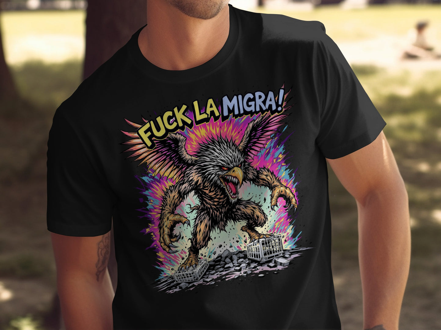 Fierce Eagle Fuck La Migra Statement T-shirt product