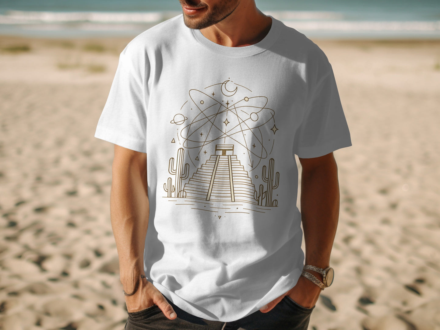 Cosmic Stargazing Pyramid Graphic T-Shirt product type
