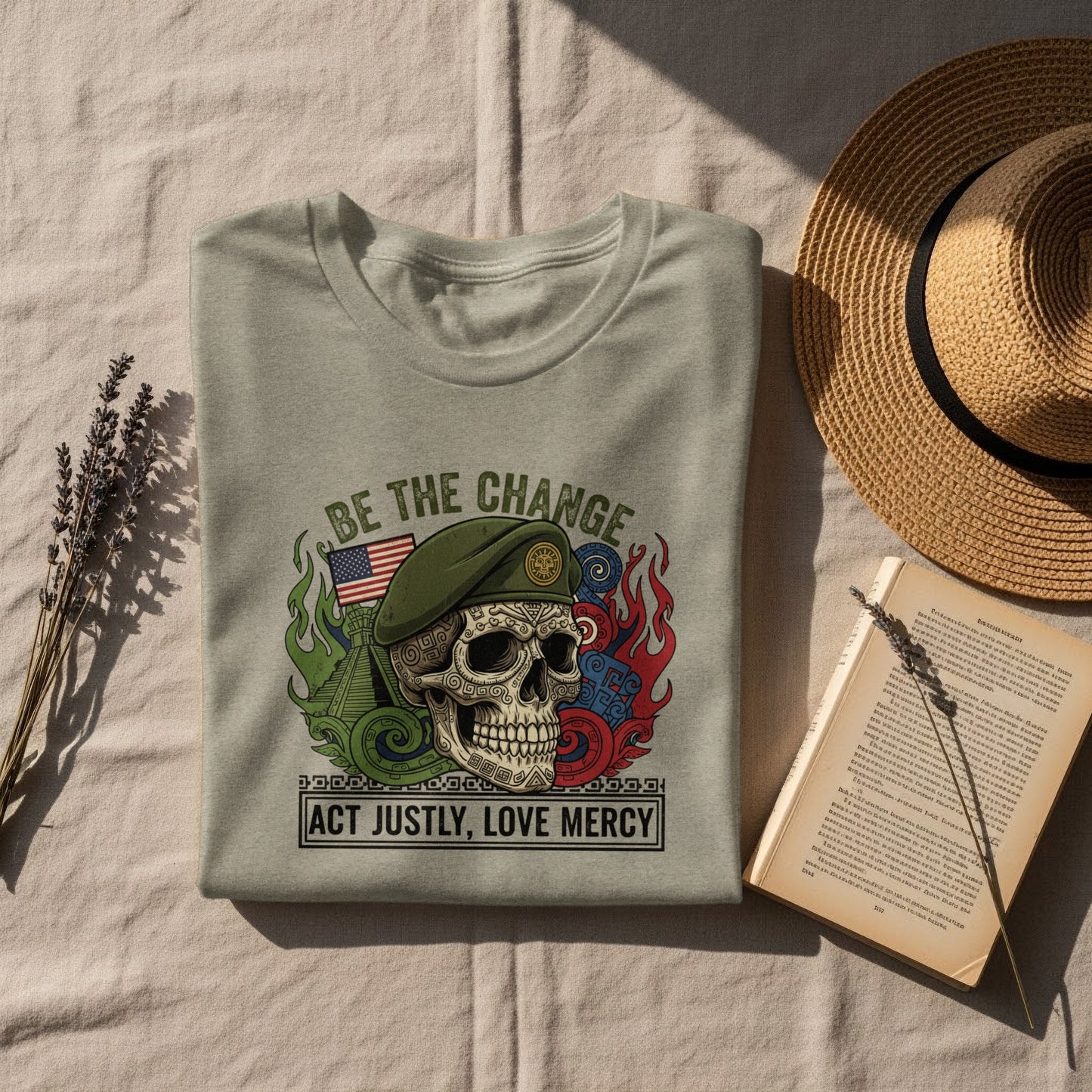 Be The Change Act Justly Love Mercy Skull Design Shirt