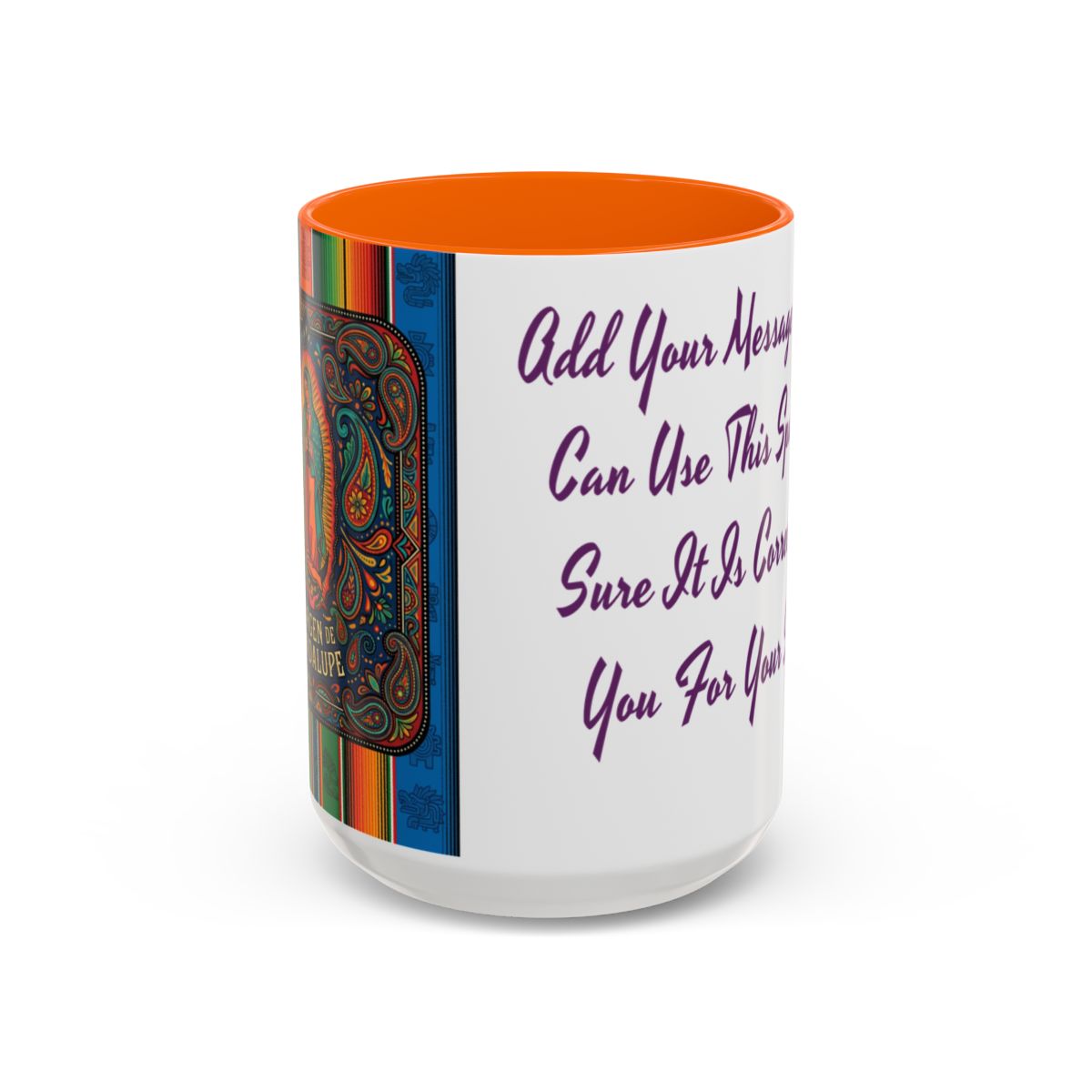 Colorful Virgen de Guadalupe Mug, Vibrant Printed Coffee Cup, Personalized Ceramic Gift, Religious Art, BPA-Free, Ideal Christmas Present
