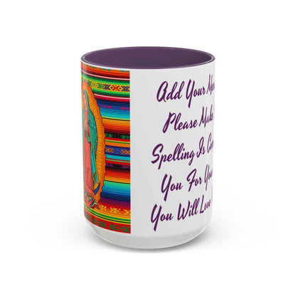 Personalized Ceramic Coffee Mug, Virgin of Guadalupe Mug, Colorful Religious Gift, Dishwasher & Microwave Safe, Customizable Design