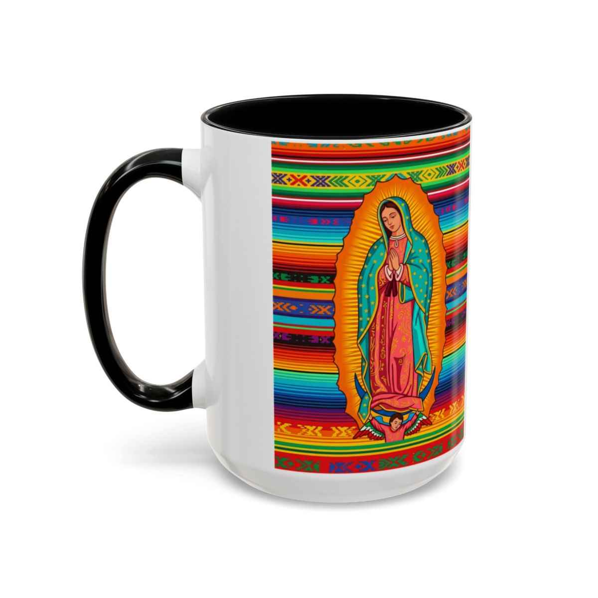 Personalized Ceramic Coffee Mug, Virgin of Guadalupe Mug, Colorful Religious Gift, Dishwasher & Microwave Safe, Customizable Design