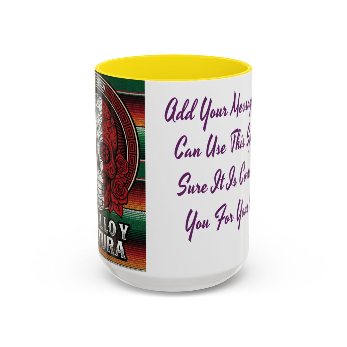 Mexican Skull Mug, Orgullo y Cultura Coffee Cup, Ceramic Tea Mug, Mexican Fiesta Gift, Dia de los Muertos Present, Sugar Skull Design, C-Handle