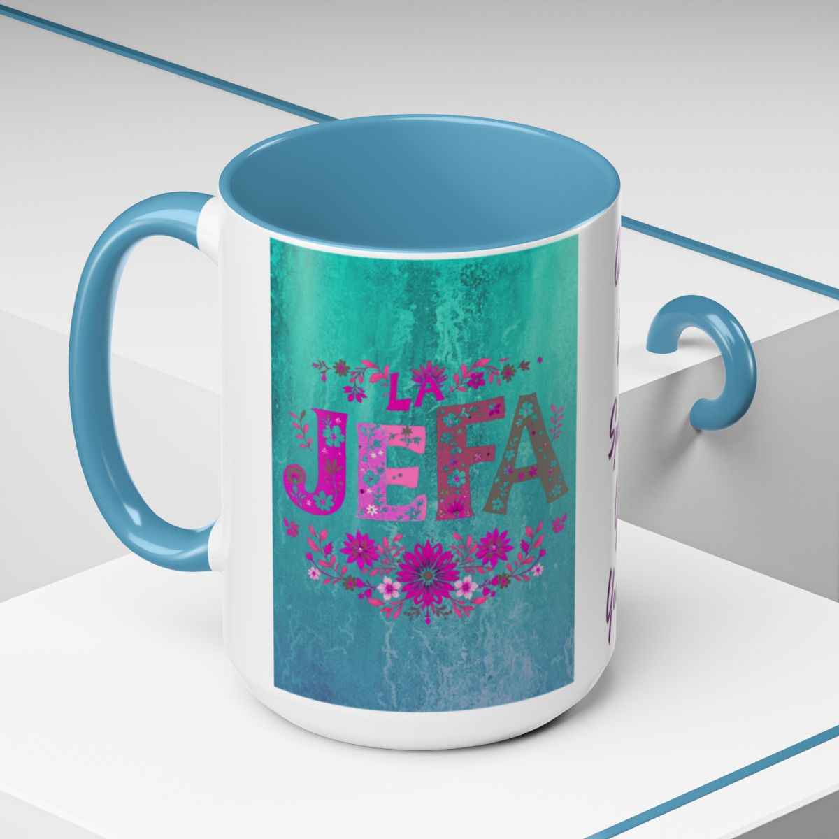 La Jefa Mug, Custom Ceramic Coffee Mug, Boss Lady Gift, Personalized Gift, Floral Design, 11oz 15oz Options, Lead-Free, Microwave Safe