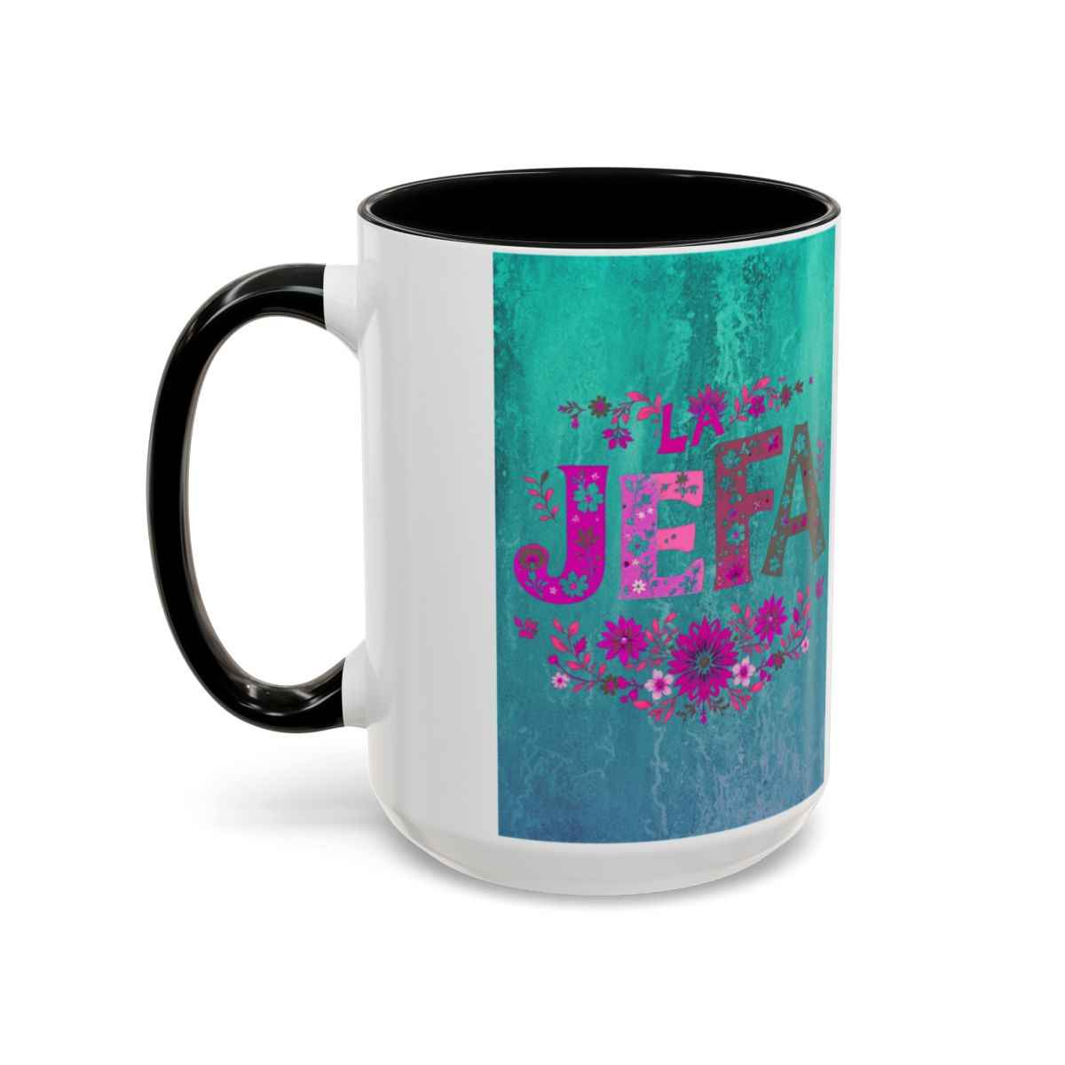 La Jefa Mug, Custom Ceramic Coffee Mug, Boss Lady Gift, Personalized Gift, Floral Design, 11oz 15oz Options, Lead-Free, Microwave Safe