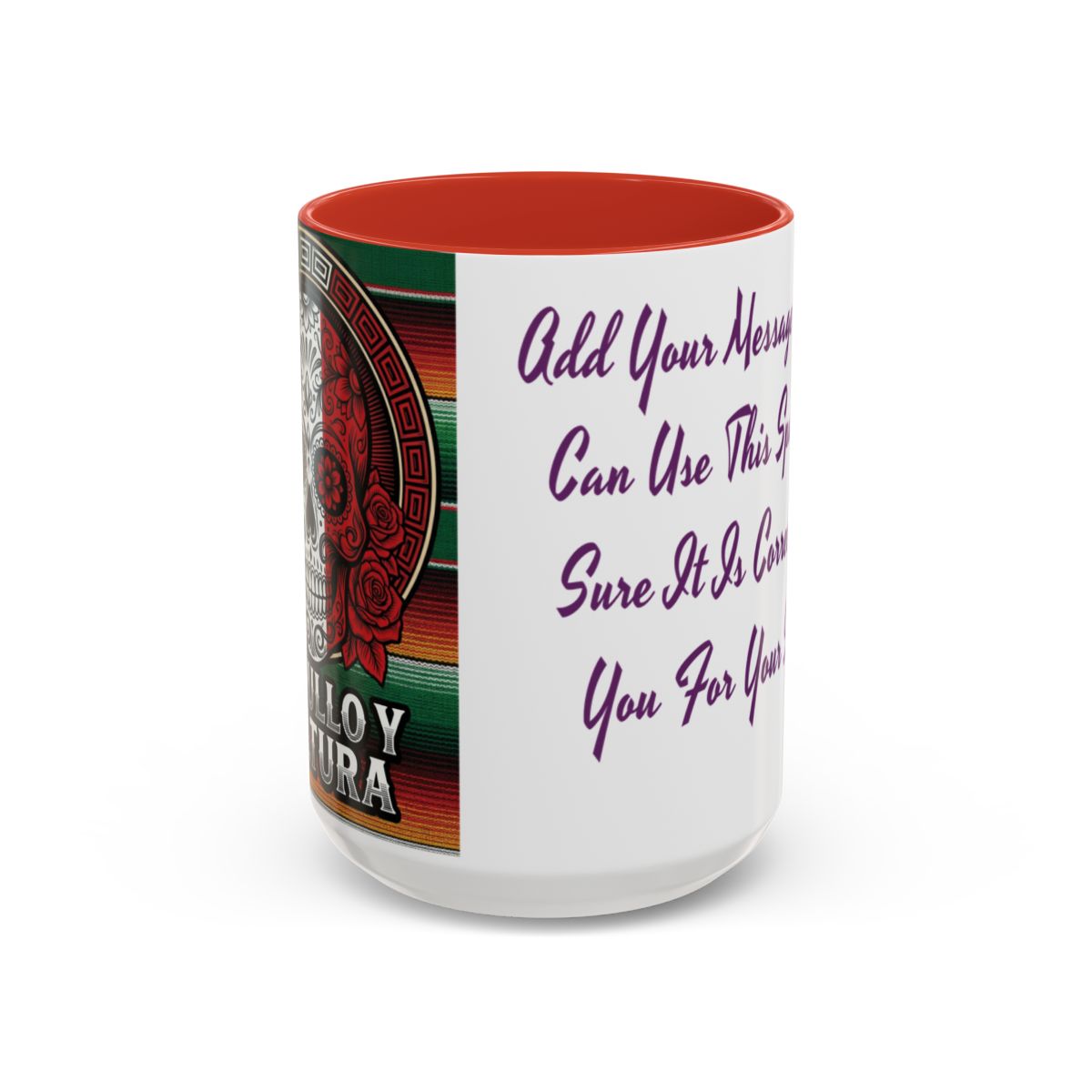 Mexican Skull Mug, Orgullo y Cultura Coffee Cup, Ceramic Tea Mug, Mexican Fiesta Gift, Dia de los Muertos Present, Sugar Skull Design, C-Handle