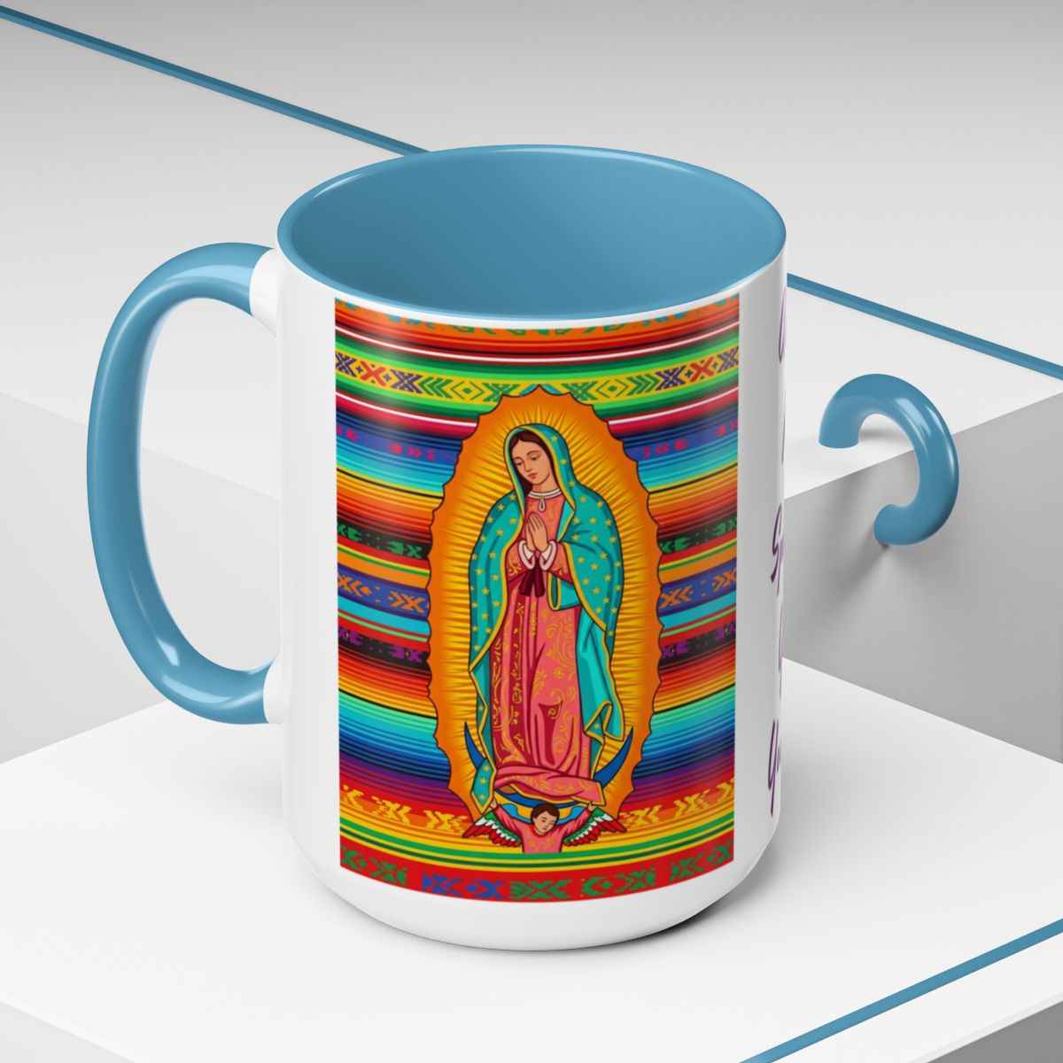 Personalized Ceramic Coffee Mug, Virgin of Guadalupe Mug, Colorful Religious Gift, Dishwasher & Microwave Safe, Customizable Design