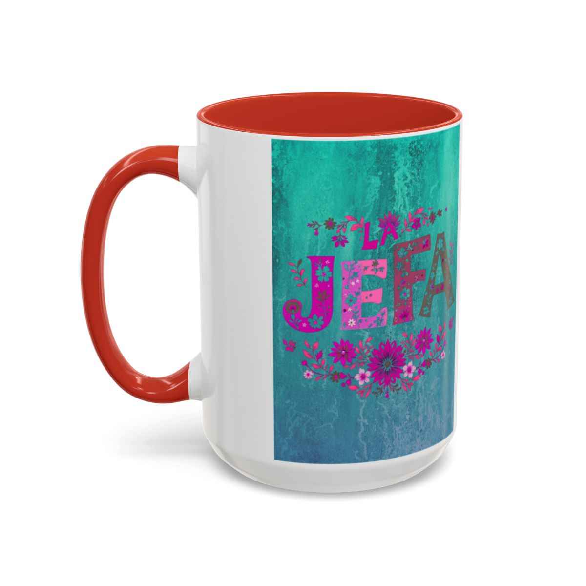 La Jefa Mug, Custom Ceramic Coffee Mug, Boss Lady Gift, Personalized Gift, Floral Design, 11oz 15oz Options, Lead-Free, Microwave Safe